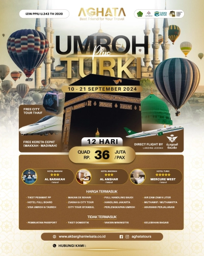 UMRAH PLUS TURKI 10 -21 SEPTEMBER 2024