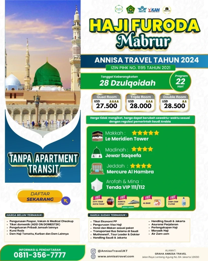 Haji Furoda - Fullboard Fareast - Tanpa Apartment Transit 2024 - 22 Hari