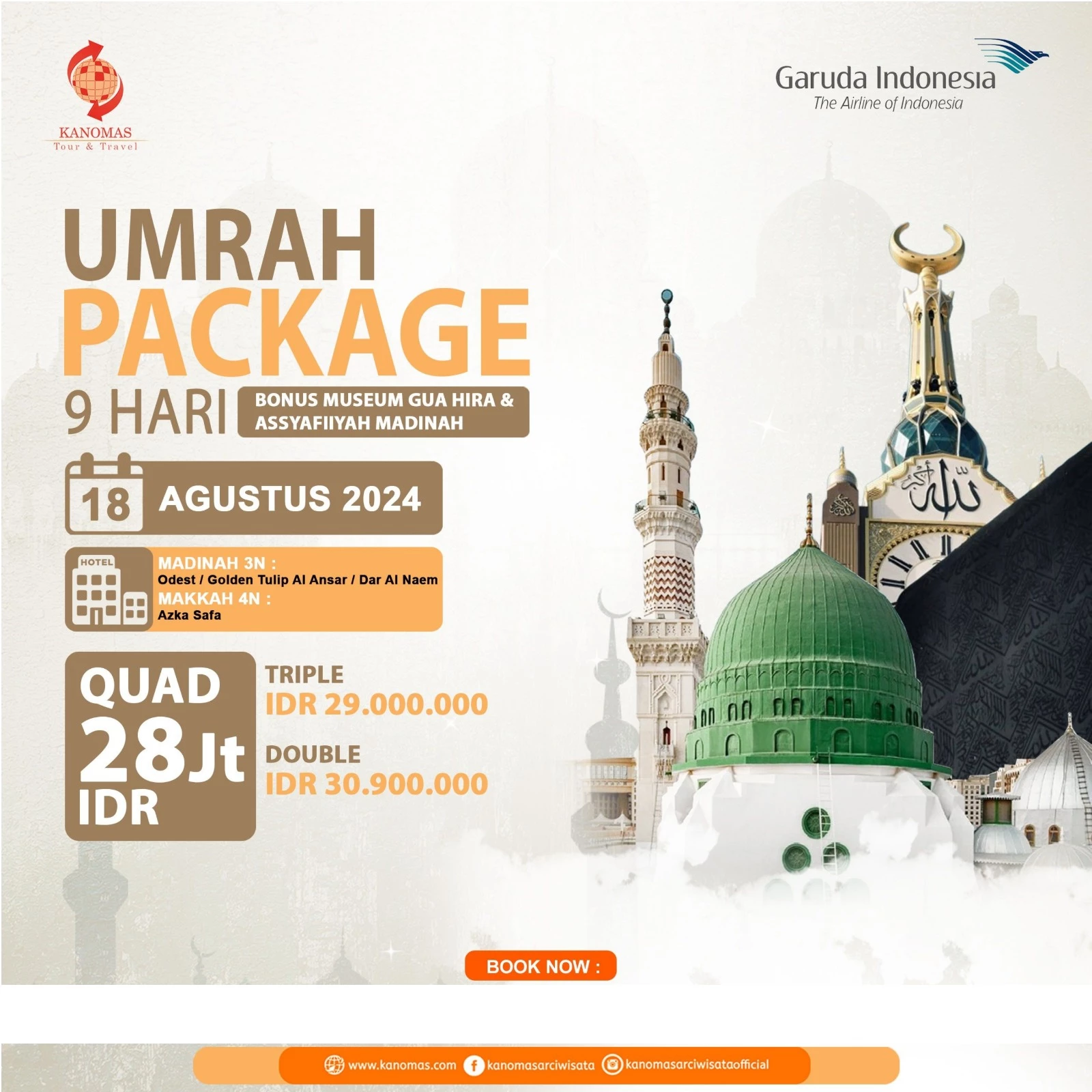 Umrah Package 9 Hari 18 Agustus 2024