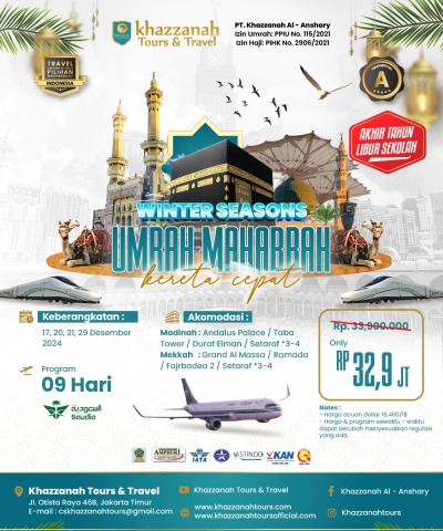 UMRAH MAHABBAH AKHIR TAHUN KERETA CEPAT 9H BY SV